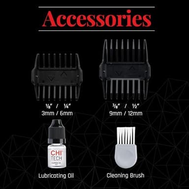 CHI Tech Cordless Precision Clipper, Wireless Hair Clipper for Precision Styling, Smooth Grip & Stainless Steel Blades, Includes 4 Guard Attachments - Image 6
