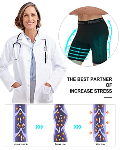 Roadbox Men's Compression Shorts with Pockets, 3 Pack 9'' Performance Running Base Layer for Workout Sports Underwear - Image 6