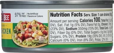 Bumble Bee Premium White Chicken, Chunk in Water, 5 oz Can (Pack of 24)- 13g Protein per Serving - Gluten Free, Keto Friendly - Image 2