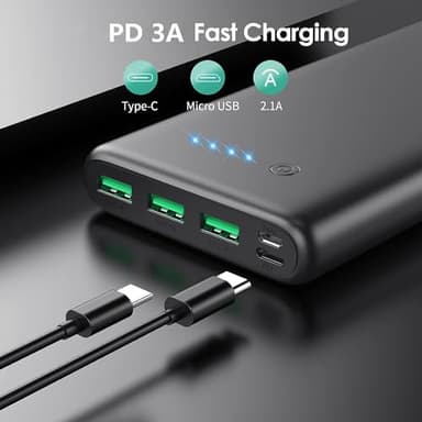 Portable Charger 36800mAh,4 Outputs Power Bank, Dual Input 5V/3A External Battery Pack,USB-C in&Out High-Speed Charging Backup Charger Compatible with iPhone 16/15/14/13,Samsung S23 Android Phone etc - Image 3