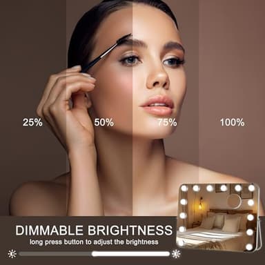 Hasipu Vanity Mirror with Lights, Hollywood 18" x 14" LED Makeup Mirror, 3 Modes Light, Smart Touch Control Dimmable, 360°Rotation, Rounded Rectangle White Frame - Image 4