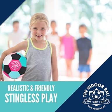 Revive Wonder The Indoor Ball | Soft & Safe Indoor Soccer Ball, Size 4 | Essential Soft Ball for Silent Dribble, Juggling, Training | Fun Silent Soccer for Girls Boys | Pinkwave - Image 3