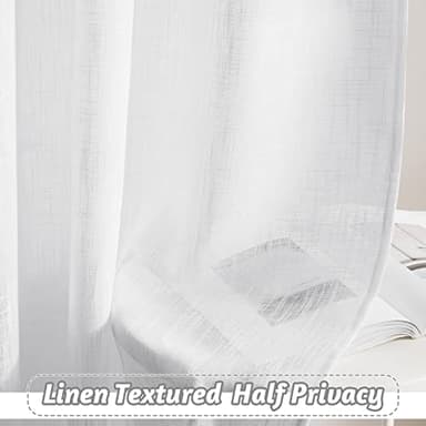 RYB HOME White Curtains Sheer - Linen Texture Sheer Window Covering, Light & Airy Translucent Panels for Bedroom Living Room Patio Glass Door, 52 inch Width x 95 inch Length, Set of 2 - Image 5