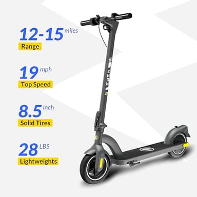 Electric Scooter ZD01,500W Peak Motor & 19MPH Electric Scooter Adults, 12-15 Mi Range Electric Kick Scooters, 8.5" Solid Tires, E-Lock& E-Horn, Lightweight Foldable Escooter for Commuter - Image 2