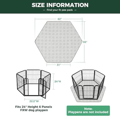 FXW Washable Pee Pads for Dogs, Puppy Pads with Super Absorbent, Specifically Designed for FXW Rollick/Homeplus 24inch 6 Panels Dog Playpen, 31" Hexagon, Khaki, 1 Pack - Image 3