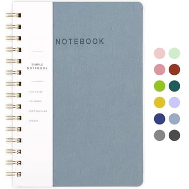 Oneirom Spiral Notebook-5.75" x 8.125" College Ruled Journal with Inner Pockets and 160 Pages,PU Leather Cover Business Journal, Twin-Wire Binding Notebook Perfect for Office & Home School Supplies - Image 1