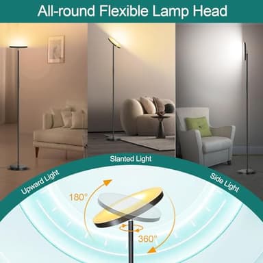Floor Lamp, Upgraded 40W 4000LM Super Bright Torchiere LED Floor Lamps for Living Room, Stepless Dimmable Color Temperature 2700K-6500K with Remote & Touch Control, Standing Light for Bedroom Office - Image 5