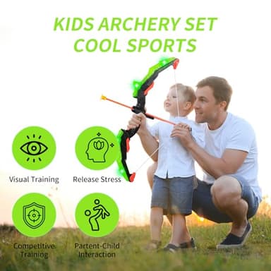 ASMAD Kids Bow and Arrow Set, LED Light Up Archery Toy Set, 10 Suction Cup Arrows, Target & Quiver, Indoor and Outdoor Kids Toys for Children Boys Girls, Christmas Birthday Gifts for Kids(1 Pack) - Image 2