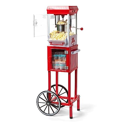 Nostalgia Popcorn Maker Machine - Professional Cart With 2.5 Oz Kettle Makes Up to 10 Cups - Vintage Popcorn Machine Movie Theater Style - Red & White - Image 1