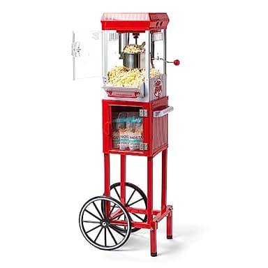 Nostalgia Popcorn Maker Machine - Professional Cart With 2.5 Oz Kettle Makes Up to 10 Cups - Vintage Popcorn Machine Movie Theater Style - Red & White - Image 1