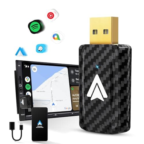 MSXTTLY Android Auto Wireless Adapter for Car Small Dongle, Compatible with AndroidAuto Car Models 2017 Above with Wired, Only for Android Phones Version 11 Above, Carbon Fiber Black - Image 1