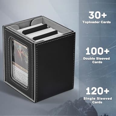 ZLCA MTG Deck Box with Commander Window Display, Trading Card Storage Box Holds 100 Double-Sleeved Cards Suitable for TCG/CCG/PTCG/EDH/Magic/Sport Cards (Black) - Image 3