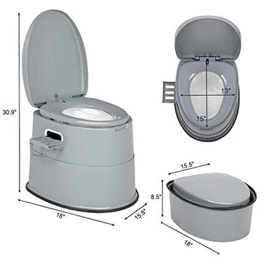 VINGLI Portable Toilet | Indoor Outdoor Commode w/Detachable Inner Bucket & Removable Paper Holder, Lightweight & Compact for Camping, Boat, Van, Emergency Use (Grey) - Image 7