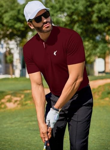 JMIERR Mens Golf Polo Shirts Dry Fit Moisture Wicking Quick Dry Short Sleeve Casual Collared Polos T Shirts for Men, XL, Red - Image 4