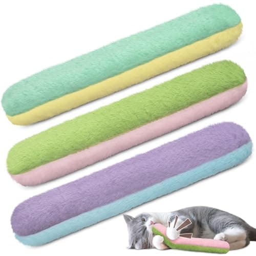 Retro Shaw Cat Toys Kicker Pillows 3Pcs, Refillable Catnip Toys with Crinkle Sound Inside, Interactive Indoor Cat Nip Kitty Kick Sticks for Kitten 10.1 Inches - Image 1