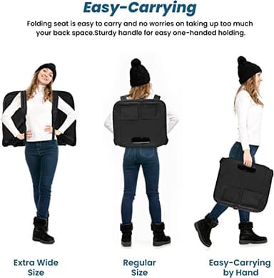 TOPSKY Stadium Seat with Back Support, Extra Wide 21.2”Width (Seat 19.5”), 3 Reclining Positions, Wide Bleacher Seats with 2 Hook, Picnic Seat (2pcs Black) - Image 5