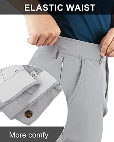 33,000ft Men's Golf Pants Slim Fit with 5 Pockets Stretch Quick Dry Lightweight UPF 50+ Work Dress Pants Sliver Grey - Image 5