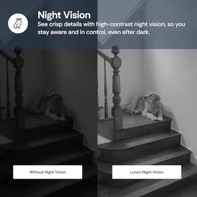Luna Cameras for Home Security Indoor, Advanced AI Motion Detection, 360° Pan/Tilt, Plug-in, Night Vision, 2.4GHz WiFi, 2-Way Audio, Pet Camera with Phone App, Easy DIY Surveillance System (Black) - Image 5