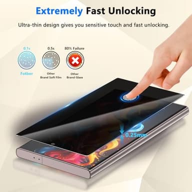 Fotbor for Samsung Galaxy S24 Ultra 28° Privacy Screen Protector with [3s Installation Frame], Case Friendly 9H+ Tempered Glass 2Pack - Image 2
