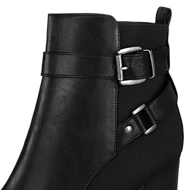 mysoft Women's Ankle Boots Chunky Stacked Heel Zipper Booties - Available in Wide Sizes - Image 2