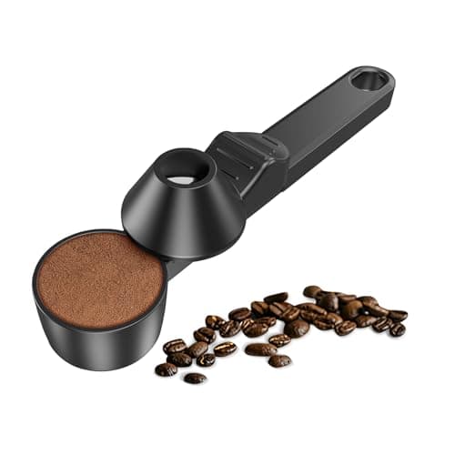 Coffee Scoop & Funnel for Reusable K Cup Refillable Coffee Pods, Coffee Measuring Spoon 2 Tablespoon Capacity, Scoop with Funnel for Ground Coffee, Protein Powder, Tea (Black, 1 Pack) - Image 1