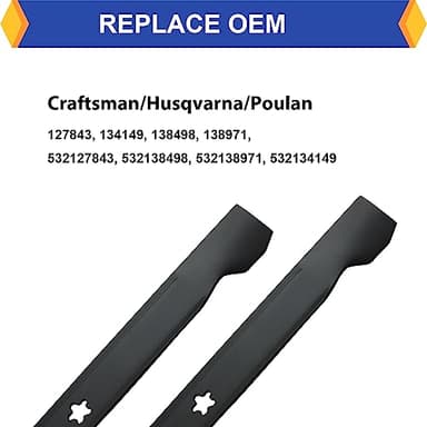 (2 Pack) Replacement High Lift Lawn Mower Blades for Craftsman Husqvarna Poulan 127843 138498 138971 532127843 532138498 532138971, Fits Craftsman LT1000 DYT4000, Husqvarna YTH18542 42” Deck Mower - Image 3