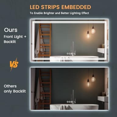 SOGOLINE Led Mirror for Bathroom 96x36 Inch, Front and Backlit, Lighted Bathroom Mirror with Insert Light Pattern, Brighter & Clearer, Dimmable, 3 Colors, Memory, ETL Listed, Shatter-Proof - Image 2