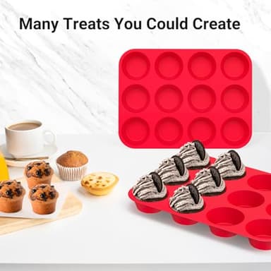 Redfly Silicone Muffin Pan & Cupcake Pans for Baking - 12 Cup Regular Size BPA Free Egg Bites Molds - Image 5