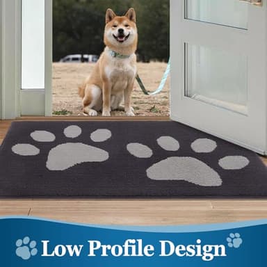 Buganda Dog Door Mat for Muddy Paws, Absorbent Dirt Trapper Washable Indoor Doormats, Non Slip Low-Profile Mud Mat for Dogs, Front Entrance Doormat for Inside Floor (30x20 Inches, Dark Grey) - Image 6