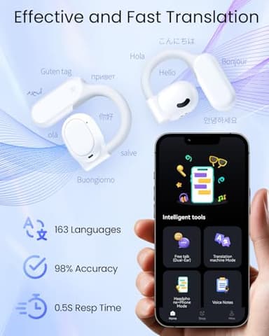 AI Translation Earbuds Real Time with Charging Case White - Image 6