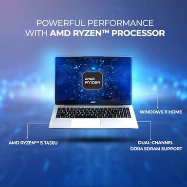 acer Aspire 3 Premium Laptop with Backlit Keyboard | AMD Ryzen 5 7430U CPU | 15.6 FHD IPS Display | 16GB RAM | 256GB PCIe SSD | Wi-Fi 6 | Type-C | Sleek & Portable | Windows 11 Pro - Image 3