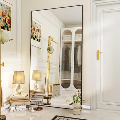 VooBang Large Full Length Mirror 78" x 35" - Shatterproof Floor Full Body Mirror with Aluminum Alloy Frame, Freestanding, Hanging, or Wall-Leaning, for Bedroom, Living Room, Dressing Room, Black - Image 7