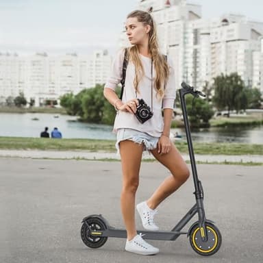 Electric Scooter, 8.5" Tires, Up to 20 Miles Range, 350W Motor & 19 MPH Portable Folding Commuting Electric Scooter for Adults with Double Braking System and App - Image 2