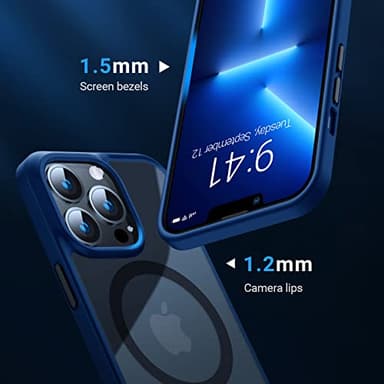 TORRAS Stronger Magnetic for iPhone 14 Pro Case, 12 FT Military Grade Drop Tested, Compatible with MagSafe, Slim Protective Matte Silicone for iPhone 14 Pro Phone Case, Translucent Navy Blue - Image 5