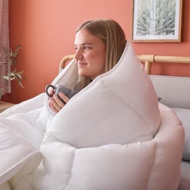 LINENSPA White Down Alternative Comforter and Duvet Insert - All-Season Comforter with Box Stitch and 8 Duvet Loops - Bedding for Kids, Teens, and Adults - Queen - Image 3