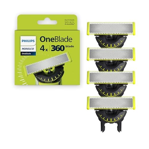 Philips Norelco OneBlade 360 Blades, Genuine Replacement Blades for OneBlade Electric Shaver and Trimmer, 4 Pack, QP440/80 - Image 1