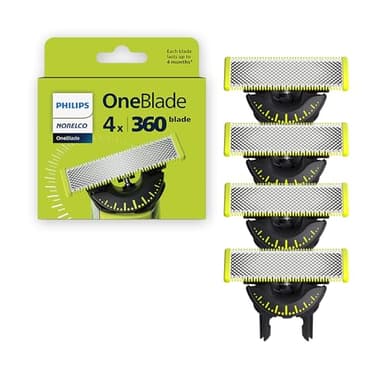 Philips Norelco OneBlade 360 Blades, Genuine Replacement Blades for OneBlade Electric Shaver and Trimmer, 4 Pack, QP440/80 - Image 1