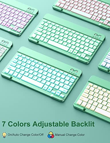 Hamile for iPad 9th/8th/7th Generation Case with Keyboard - Keyboard Case for iPad 10.2 Inch, 7 Colors Backlit Detachable Folio Cover with Pencil Holder for iPad Pro 10.5-inch/iPad Air 3rd Gen (Green) - Image 4