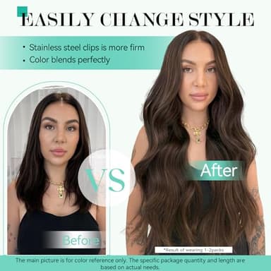 Ukira Medium Brown Hair Extensions Real Human Hair Clip ins for Women, 18 Inch 120g 7pcs #4 Human Hair Extensions, Natural Straight Remy Human Hair Chocolate Brown Clip in Extensions - Image 8