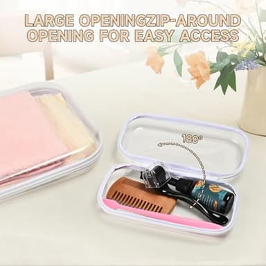 3 Pack Clear Hard Shell Zipper Case - Clear Waterproof Cosmetic Bag with Zipper, Kid's Toy Storage Organizer Bins, Charging Cables, creative journaling, painting brushes, Threads,Sketch Supplies - Image 7