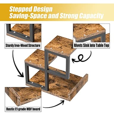 Gannyfer Desk Shelf Organizer - Wood Desktop Shelf, Freestanding Desk Hutch Office Decor, 3 Tier Storage Display Rack, Small Bookshelf with Metal Frame for Books/Plants/Toys (Natural Wood Color) - Image 5