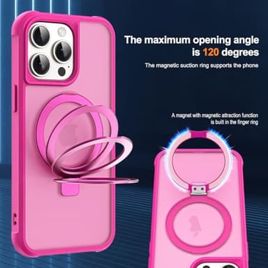 SKYLMW Compatible with iPhone 11 Pro Max Case with Invisible Magnetic O-Ring Stand Military-Grade Translucent Case for iPhone 11 ProMax 6.5" [Compatible with MagSafe][Great Grip Feeling], Rose - Image 9