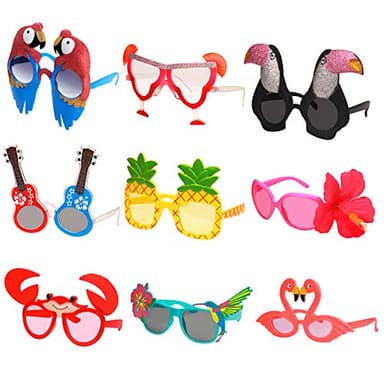 Ocean Line Luau Party Sunglasses - 9 Pairs Funny Hawaiian Glasses, Tropical Fancy Dress Props, Fun Summer Kids Party Favors, Beach Themed Party Supplies Decoration - Image 1