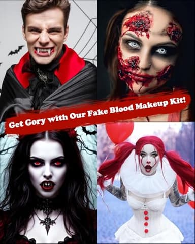 3PCS Halloween Fake Blood Makeup Kit 5.04oz - 2.04oz Fake Blood Spray, 2.04oz Dripping Blood, 1.36oz Coagulated Gel Blood, Realistic Washable Fake Blood Makeup for Zombie Vampire Clown Monster Cosplay - Image 6
