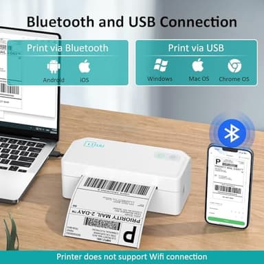 Thermal Shipping Label Printer, 4x6 Bluetooth Label Printer for Shipping Packages Small Business Mailing, Support iOS, Android, Mac, Windows, Chrome, Used for UPS, USPS, Ebay, Etsy, Amazon - Image 3