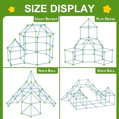 SpringFlower Fort Building Kit for Kids,STEM Construction Toys, Educational Gift for 3 4 5 6 7 8 9 10 11 12 Years Old Boys and Girls,Ultimate Creative Set for Indoor & Outdoors Activity,200 Pcs,Green - Image 3