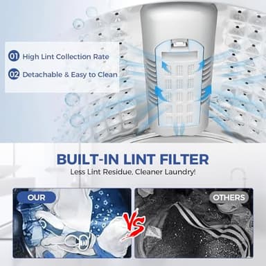 Nictemaw Portable Washing Machine 20Lbs Portable Washer Machine with Drain Pump, 2.8 Cu.ft Compact Washing Machine with 10 Programs 8 Water Levels Laundry Washer for Apartment, Home, Dorms, Rv - Image 7