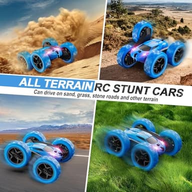 QUNREDA Remote Control Car, RC Cars Toys for Kids Ages 6-12, 4WD Stunt Car with LED Lights & 360° Flips, 2.4GHz, Upgraded USB-C Modular Batteries, 8-10 Year Old Boys Birthday Gift 1-Blue - Image 5