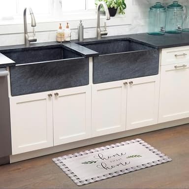 Home Dynamix SoHome Cozy Living Home Sweet Home Buffalo Check Border Anti-Fatigue Kitchen Mat, Grey/Black, 17.5"x30" - Image 2