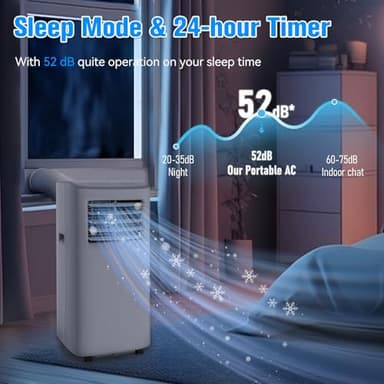 8500 BTU Portable Air Conditioners Cool Up to 360 Sq.Ft,3-in-1 AC Unit with Remote Control/LED Display/Installation Kits & Screwdriver/24Hrs Timer for Home/Office,White - Image 6